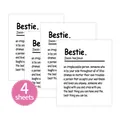Macro view of 4-pack self-adhesive Bestie dictionary definition wine bottle labels - Bestie Dictionary Definition Style (QT772-8)