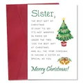 Funny Christmas greeting card with watercolor tree design and dark red envelope set - Watercolor Christmas Tree Bell Blessing Style (QT1607-13)