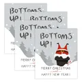 Three-piece Christmas wine bottle label set with Santa's chimney design and Bottoms Up text - Santa Claus Chimney Bottoms Up Style (QT1561-2)