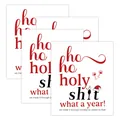 Set of 4 funny Christmas wine bottle stickers with humorous quotes on white background - Humorous Cursive Year Quote Style (QT1561-3)
