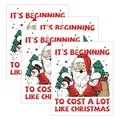 Set of 4 festive waterproof Christmas wine bottle labels with Santa and snowman motifs - Christmas Cost Humorous Pun Style (QT1561-5)