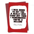 Funny Christmas greeting card with humor text and a matching deep red envelope - Red Humorous Sarcastic Card(QT1097-8)