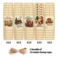 50-teiliges Set Weihnachtsanhänger mit Kordel inklusive Weihnachtsmann und Rentier - Vintage Nostalgie-Illustrationen (QT1558-3)