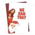 Christmas greeting card with Jesus and Santa Claus and WE SAW THAT text with envelope - We Saw That Characters Illustration(QT1097-11)
