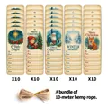 50pcs vintage Christmas tree gift tags set with hemp rope for holiday present wrapping - Stars And Santa Claus Illustrations (QT1558-5)