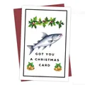 Funny Christmas card with fish illustration and a red envelope for holiday greetings - Got You A Salmon Christmas Card(QT1097-12)