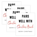 Set mit 4 weihnachtlichen Weinflaschenaufklebern mit lustigem rot-schwarzem Text - Pairs With Christmas Stil (QT1517-2) / 4 Stück