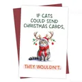 Funny Christmas card with tabby cat in reindeer horns and a red envelope set - Reindeer Costume Tabby Cat Card(QT1097-13)