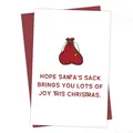 Funny Christmas card with red Santa sack illustration and matching red envelope set - Santa's Sack With Heart Card(QT1097-14)