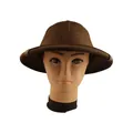 Dark brown wide-brim woven straw sun hat for hiking and fishing outdoors - Adjustable / Coffee