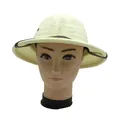 Classic beige woven pith helmet explorer hat with brown leather strap for outdoor sun protection - Adjustable / Milk White