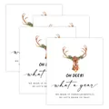4er-Set Weihnachts-Weinflaschenaufkleber mit Aquarell-Hirsch und lustigen Sprüchen - Oh Deer What A Year Stil (QT1517-7) / 4 Stück