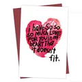 Funny Christmas greeting card with red watercolor heart design and a dark red envelope - Red Watercolor Heart Handwritten Card(QT1097-16)
