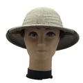 Cappello da sole grigio chiaro a tesa larga con bordo marrone e occhielli di ventilazione - Regolabile / Grigio