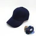 Classic dark blue cotton baseball cap with adjustable metal buckle and six-panel design - Adjustable / Navy Blue