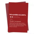 Funny red Christmas card with 2-star Bethlehem manger review and envelope - 2 Star Review Manger Humor Card(QT1097-17)