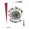 Funny Christmas card with tangled lights and red envelope featuring humorous I'm Fine text - Everything's Fine Christmas Lights Card(QT1097-18)