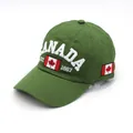 Army green baseball cap with 3D white Canada embroidery and red maple leaf flag - Adjustable / Army Green