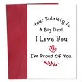 Funny sobriety greeting card with a red envelope featuring motivational hand-drawn text - Inspirational Sobriety Commemoration Heart Style (QT1607-3)