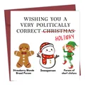 Humorous Christmas card with envelope featuring funny political correctness satire text - Political Correctness Gingerbread Card(QT1097-29)
