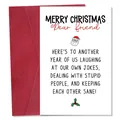 Funny Christmas greeting card set with Santa Claus graphic and matching red envelope - Humorous Santa Friend Blessing Style (QT1607-5)