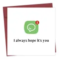 Funny Christmas greeting card with dark red envelope and chat icon message detail - 1 Unread Message Notification Card(QT1097-31)