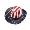 Cappello da cowboy in paglia stile bandiera americana con stelle e rivetti - M (56-58cm) / Parte superiore con motivo rosso