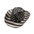 Cappello da cowboy vintage in paglia con bandiera americana per protezione solare - M (56-58cm) / Parte superiore nera e bordo nero