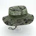 Outdoor camouflage boonie hat with breathable mesh and adjustable chin strap - ENYCE Vintage Letter Mesh Style (Mesh Style 6)