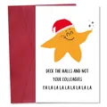 Humorous Christmas card with star graphic and red envelope for holiday office greetings - Workplace Humorous Star with Hat Style (QT1607-8)