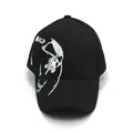 Casquette de baseball noire en coton avec broderie tête de mort style streetwear - Réglable / Noir (Crâne Gauche)