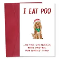 Funny Christmas card with watercolor dog illustration and matching red envelope - Humorous Watercolor Dog Christmas Message Style (QT1607-11)