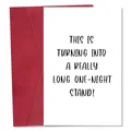 Funny Christmas greeting card with burgundy envelope and humorous one-night stand quote - Relationship Long Run Humorous Minimalist Text Style (QT1607-12)