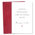 Minimalist white greeting card with inspirational quote and a dark red envelope - Minimalist Inspirational Quote Red Heart Style (QT1607-14)