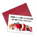Funny Christmas card set with Santa illustration and red envelope for holiday greetings - Tired Santa Humorous Quote Style (QT1607-17)