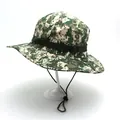 Outdoor digital camouflage boonie hat in green and white with adjustable chin strap - Digital Green Camouflage Style (Style 1)