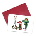 Funny Christmas card for hairdressers with festive shears illustration and red envelope - Hairdressing Industry Elements Christmas Illustration Style (QT1607-18)