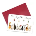 Funny Christmas card with ten cute cats and red envelope for holiday greetings - Cats Back View Creative Christmas Style (QT1607-19)