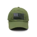 Legergroene baseballpet met geborduurde Amerikaanse vlag patch voor buitensport - Verstelbaar / Groen