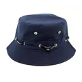Unisex navy blue outdoor bucket hat with sport adjustable drawstring and breathable vents - M (56-58cm) / Navy Blue