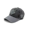 Gray washed cotton baseball cap with embroidered Canada maple leaf patch and visor - Adjustable / Black