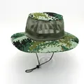 Digital camouflage boonie hat with breathable mesh walls and adjustable chin strap - Digital Green Camo Mesh Style (Mesh Style 1)