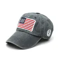Berretto da baseball lavato grigio scuro con bandiera americana e ricamo USA - Regolabile / Grigio