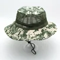 Digital camouflage boonie hat in green and grey with breathable mesh and chin strap - Digital Blue Camo Mesh Style (Mesh Style 2)