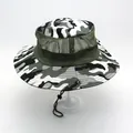 Outdoor camouflage boonie hat in black white grey camo with breathable green mesh band - Black White Gray Camo Mesh Style (Mesh Style 4)