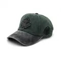 Vintage dark green and grey washed cotton baseball cap with embroidered maple leaf patch - Adjustable / Army Green