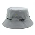 Grey outdoor boonie hat with adjustable SPORT drawstring and metal eyelets for ventilation - M (56-58cm) / Gray