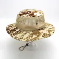 Tactical desert camo boonie hat with breathable mesh and adjustable chin strap - Desert Camo Mesh Style (Mesh Style 5)