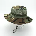 Outdoor jungle camouflage boonie hat with adjustable chin strap and breathable mesh vents - Jungle Camo Mesh Style (Mesh Style 8)
