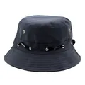 Foldable dark grey outdoor sun hat with SPORT drawstring and breathable metal eyelets - M (56-58cm) / Dark Gray